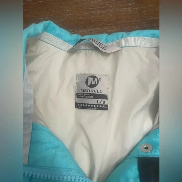 Merrell Long Jacket L Women Bright Blue/turquoise Nylon Snaps Full Zip Lined - Picture 8 of 11